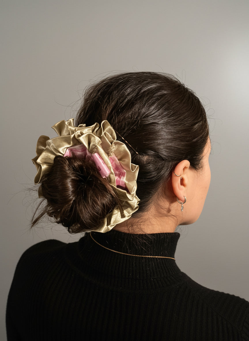 'Elphaba' Statement Ruffle - Pink gingham and Green trim