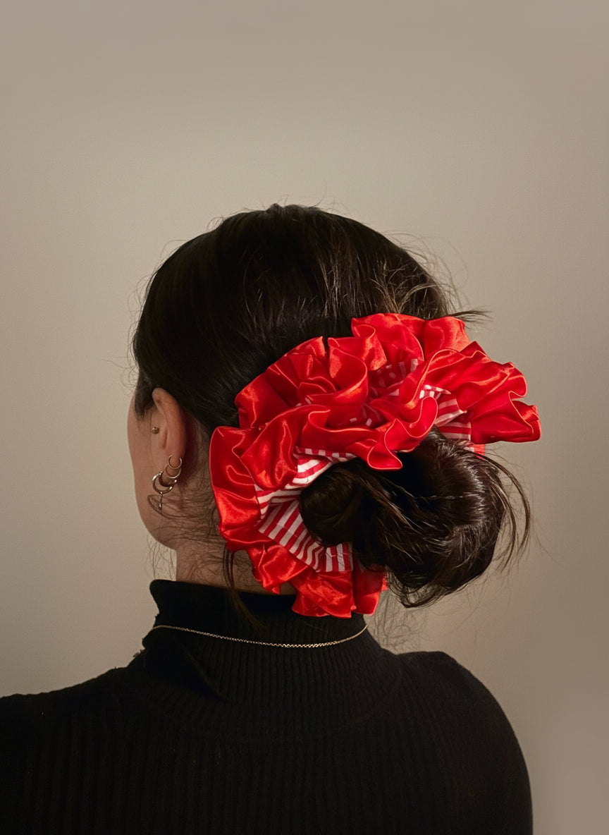 'Candy Cane' Statement Ruffle - Red and White