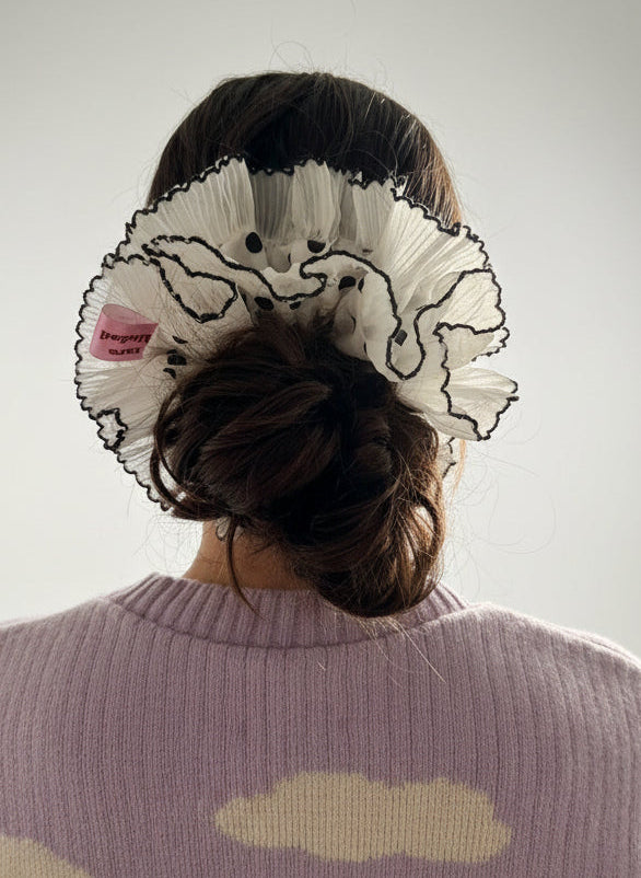 Cruella classic Iconic Ruffle- Black and White Polka Dot